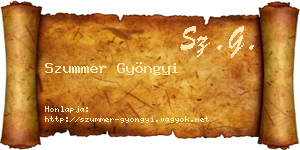 Szummer Gyöngyi névjegykártya